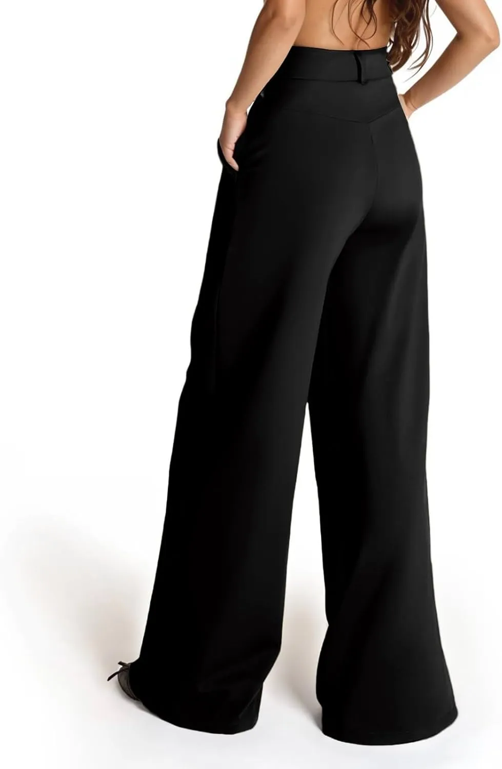 Wide Leg Dress Pants Women Dressy Elastic High Waist Lounge Pant Baggy Y2k Trendy Flared Yoga Pants with Pockets