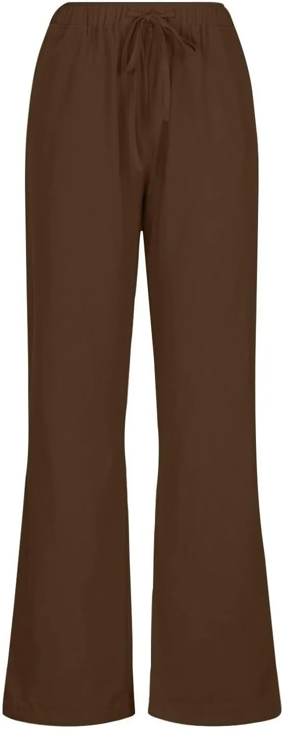 Wide Leg Linen Pants for Women Summer Boho Drawstring High Waist Casual Lounge Pant 2025 Beach Travel Vacation Outfits