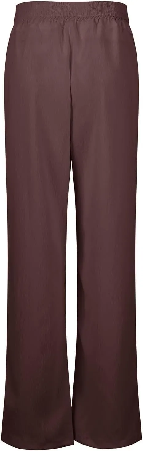 Wide Leg Palazzo Pants for Women Casual Beach Flowy Linen Pants Crossover High Waisted Long Lounge Pants with Pockets