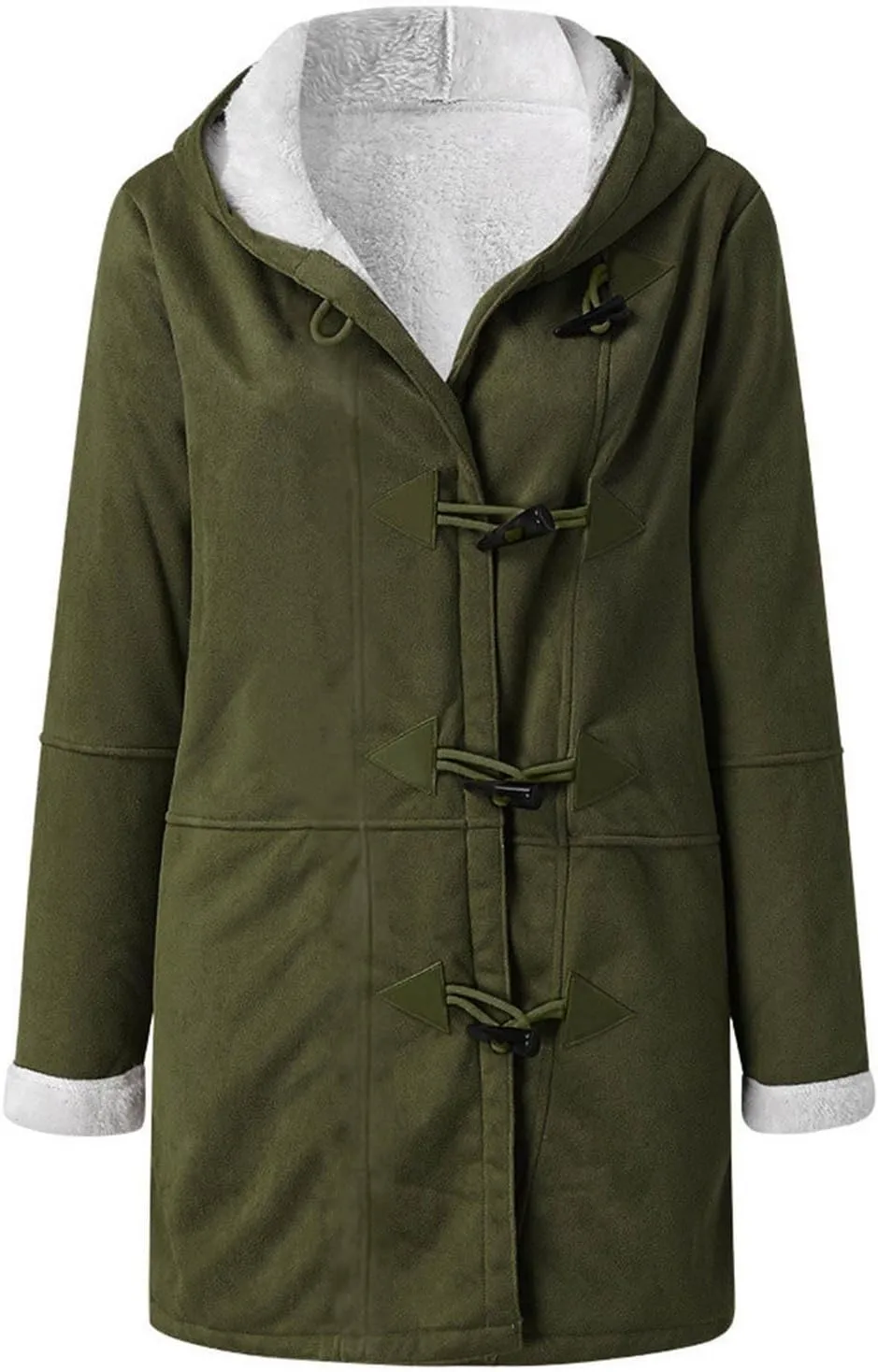Winter Coats for Women 2024 Plus Size Warm Sherpa Lined Fleece Jacket Hoodies Horn Button Fleece Thicken Coat