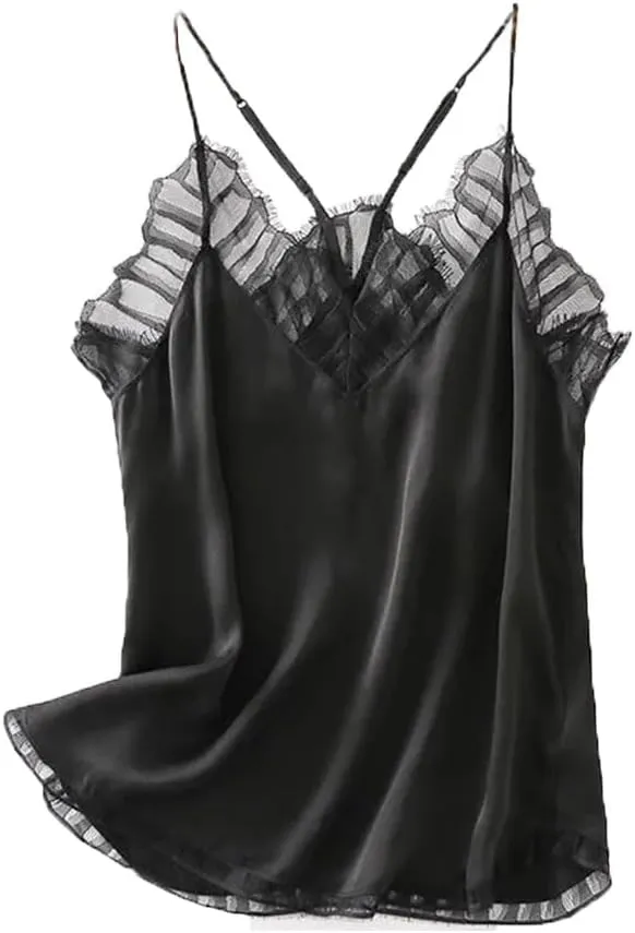 Women Camisole Tank Top Tanks Vest V Neck Soft Lace Vest