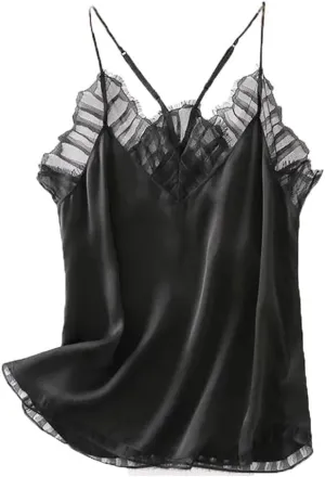 Women Camisole Tank Top Tanks Vest V Neck Soft Lace Vest