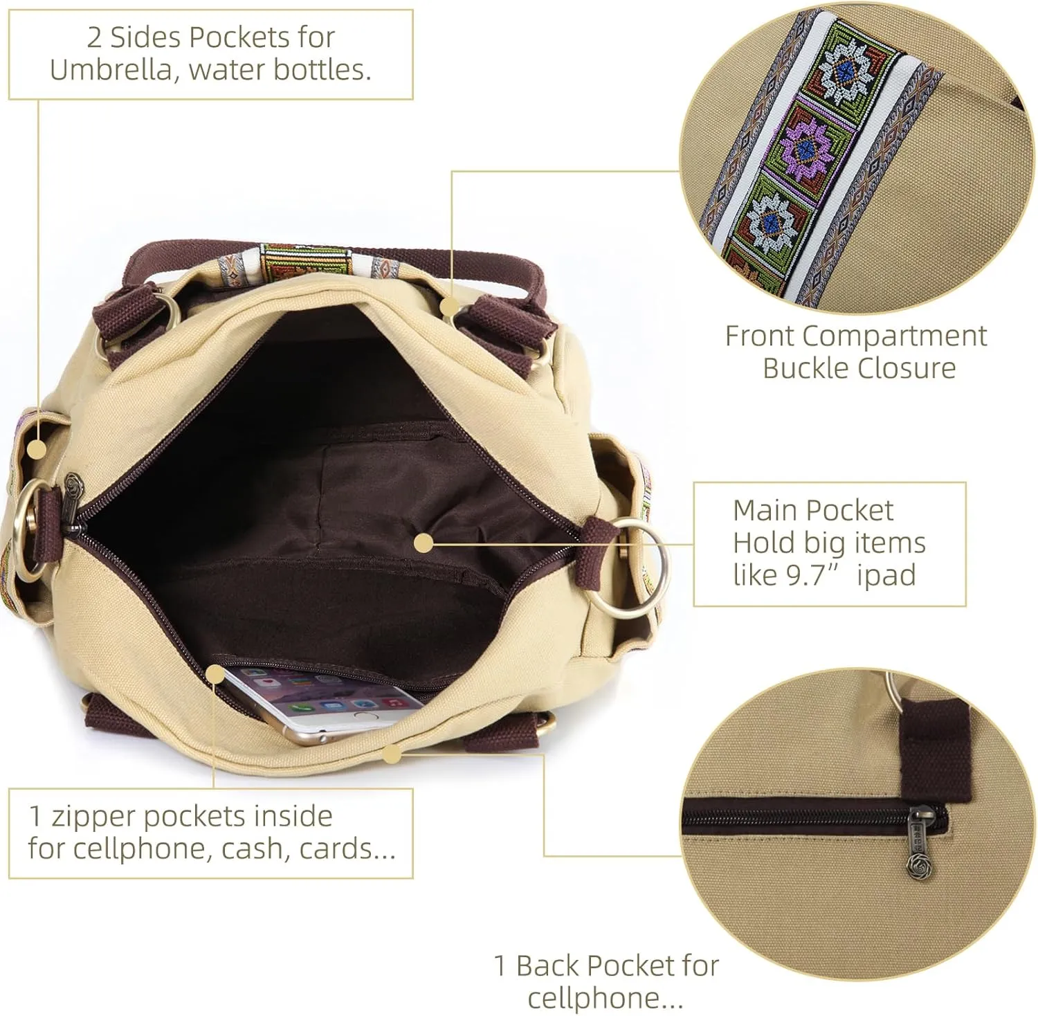 Women Canvas Top-Handle Handbag, Vintage Heavy-duty Crossbody Bag Tote Handbag