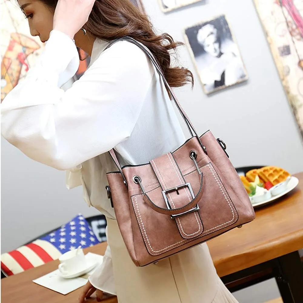 Women Fashion Handbags PU Leather Tote Shoulder Bag Top Handle Satchel Purse