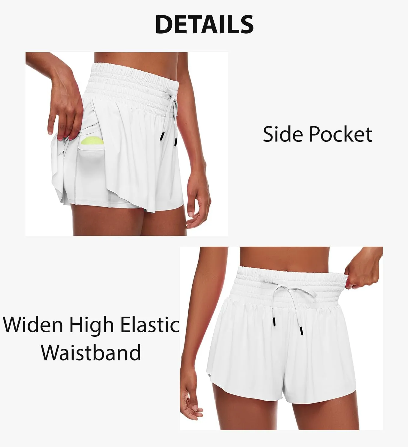 Women Flowy Athletic Shorts,2 in 1 High Waisted Running Shorts with Pocket Yoga Workout Casual Wear Summer