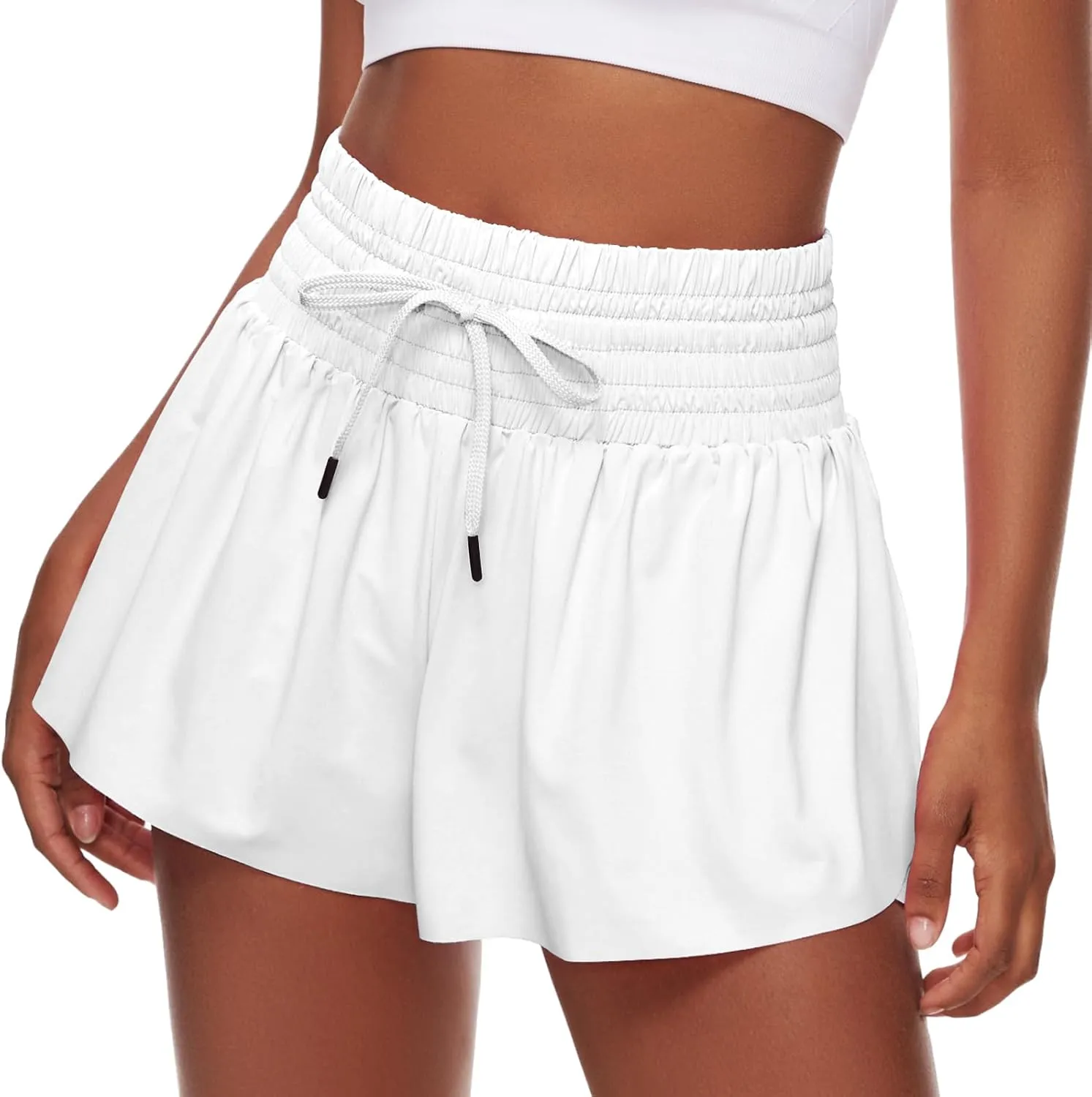 Women Flowy Athletic Shorts,2 in 1 High Waisted Running Shorts with Pocket Yoga Workout Casual Wear Summer