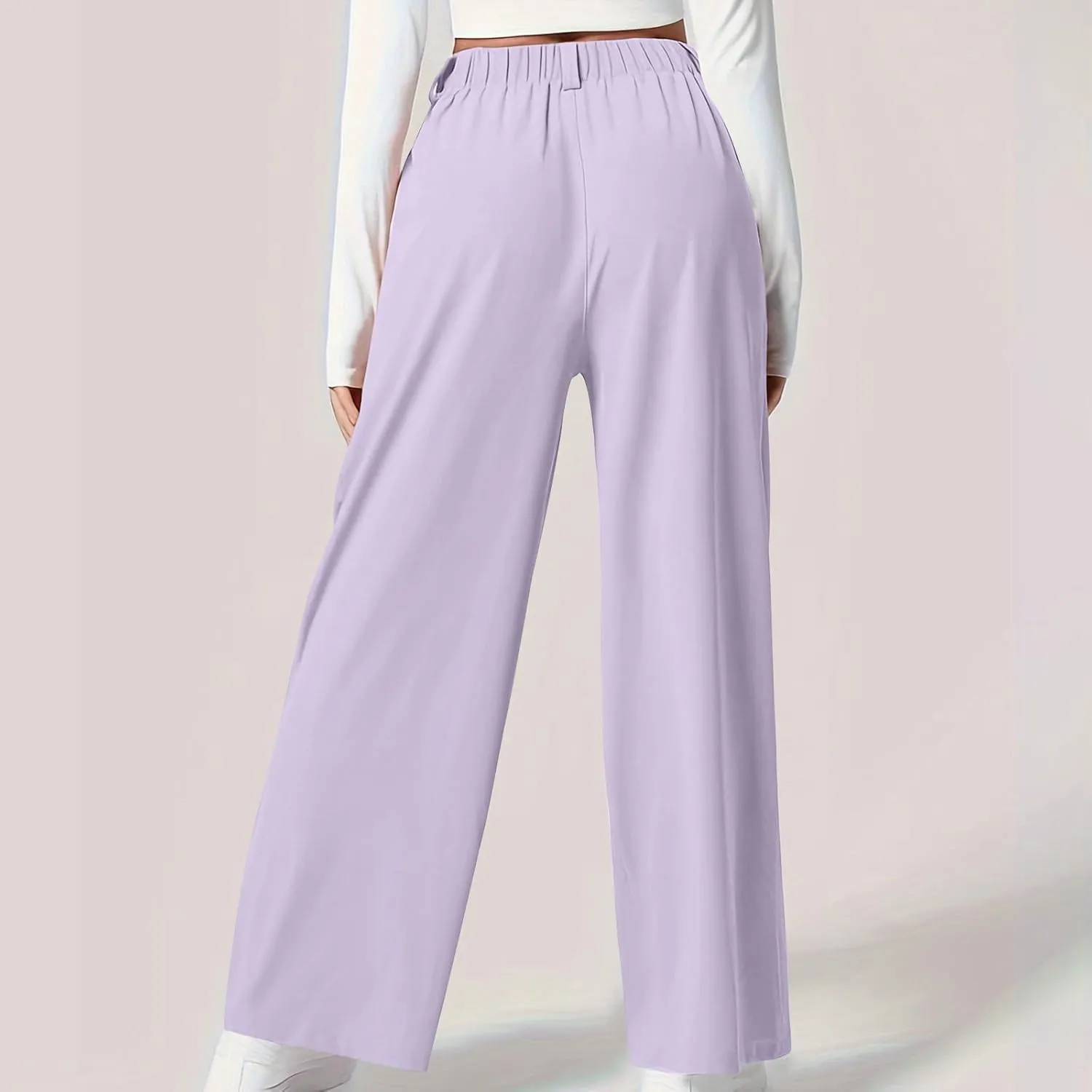 Women High Waist Wide Leg Palazzo Pants Casual Long Button Down Loose Business Work Office Trousers with Pockets