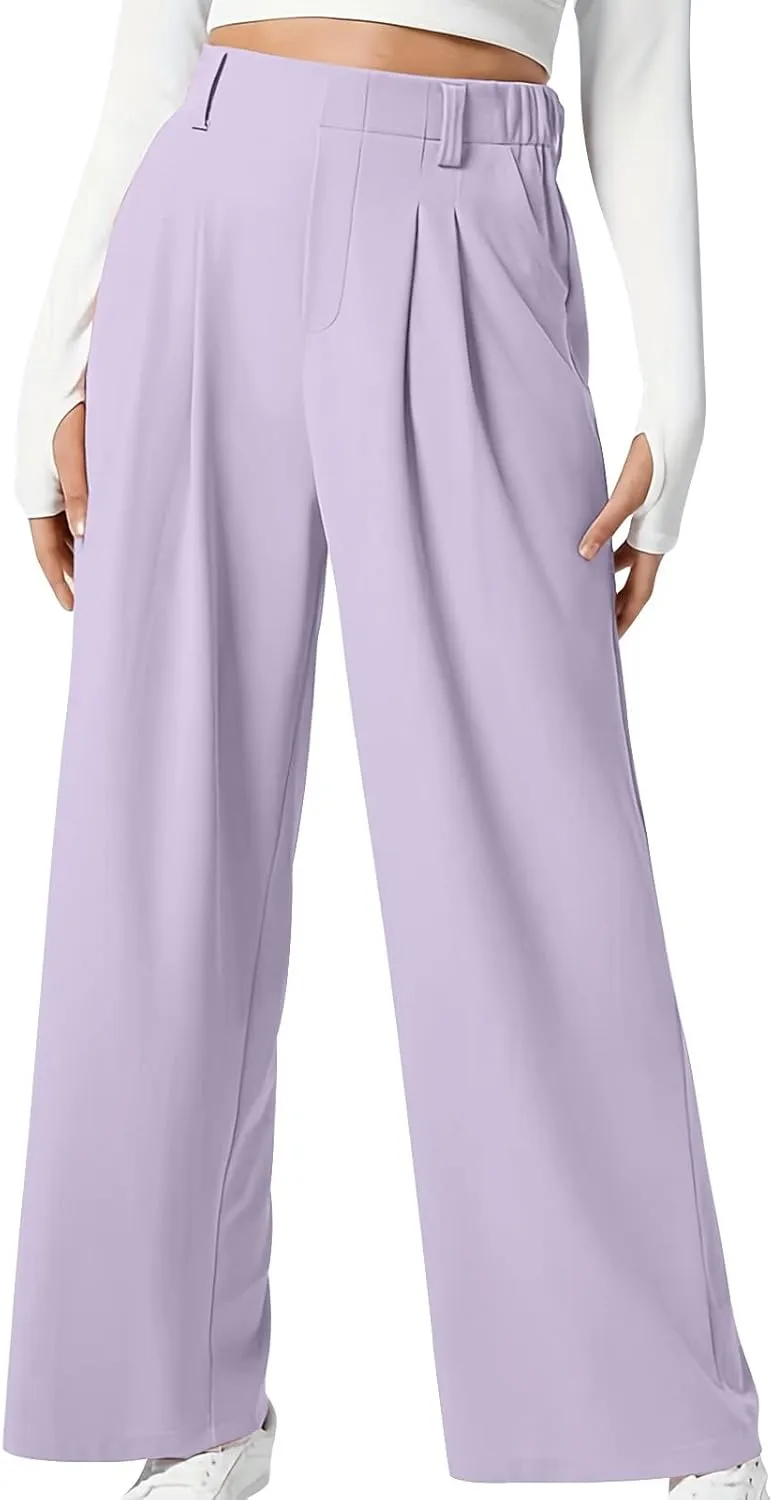 Women High Waist Wide Leg Palazzo Pants Casual Long Button Down Loose Business Work Office Trousers with Pockets