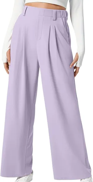 Women High Waist Wide Leg Palazzo Pants Casual Long Button Down Loose Business Work Office Trousers with Pockets