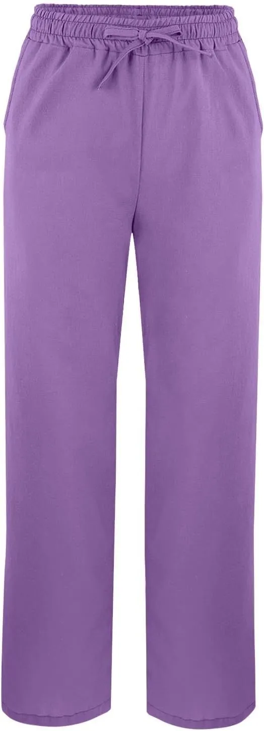 Women Linen Pants 2025 Wide Leg Casual Palazzo Pants Cotton Linen Lounge Beach Summer Pants with Pockets