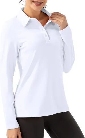 Women Long Sleeve Polo Shirt Golf Sport Top Athletic Sportswear Tennis Activewear
