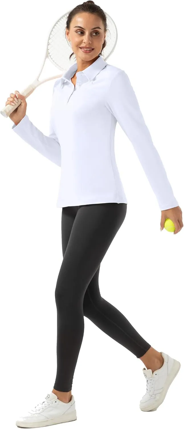 Women Long Sleeve Polo Shirt Golf Sport Top Athletic Sportswear Tennis Activewear