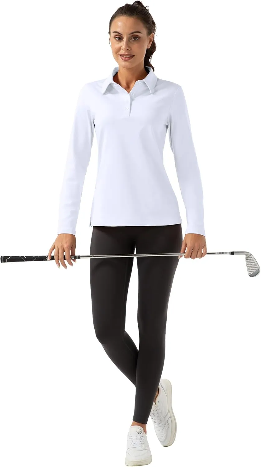 Women Long Sleeve Polo Shirt Golf Sport Top Athletic Sportswear Tennis Activewear