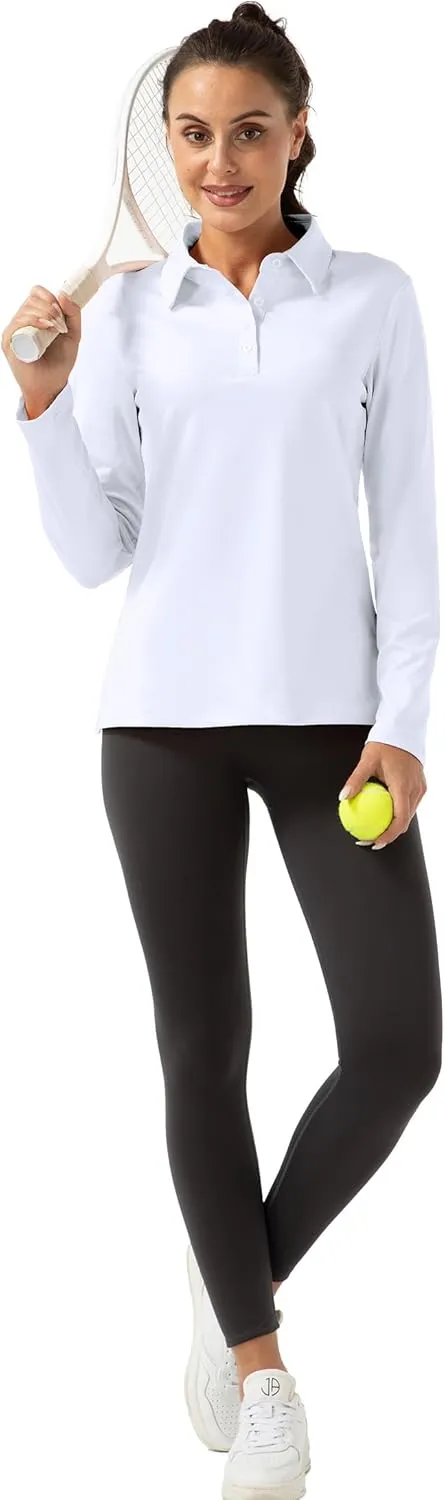 Women Long Sleeve Polo Shirt Golf Sport Top Athletic Sportswear Tennis Activewear