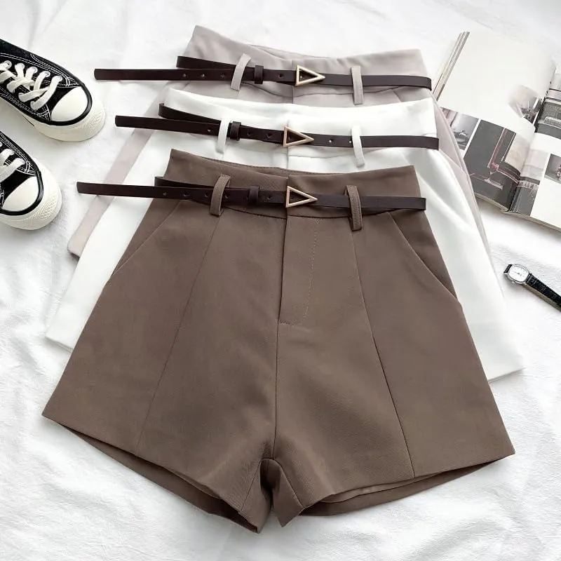 Women Office Lady Shorts Vintage High Waist Short Casual Trousers Summer