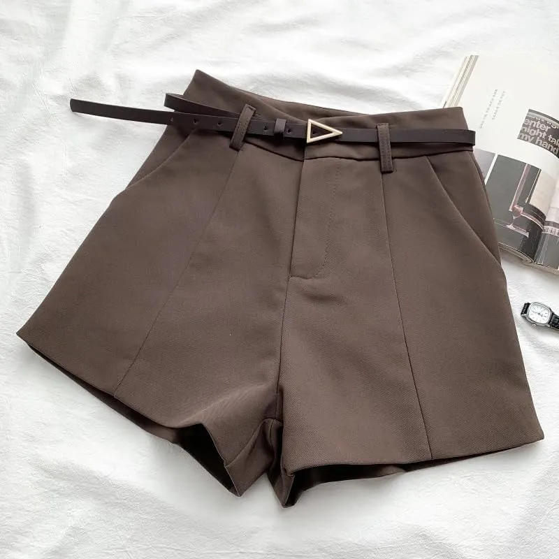 Women Office Lady Shorts Vintage High Waist Short Casual Trousers Summer