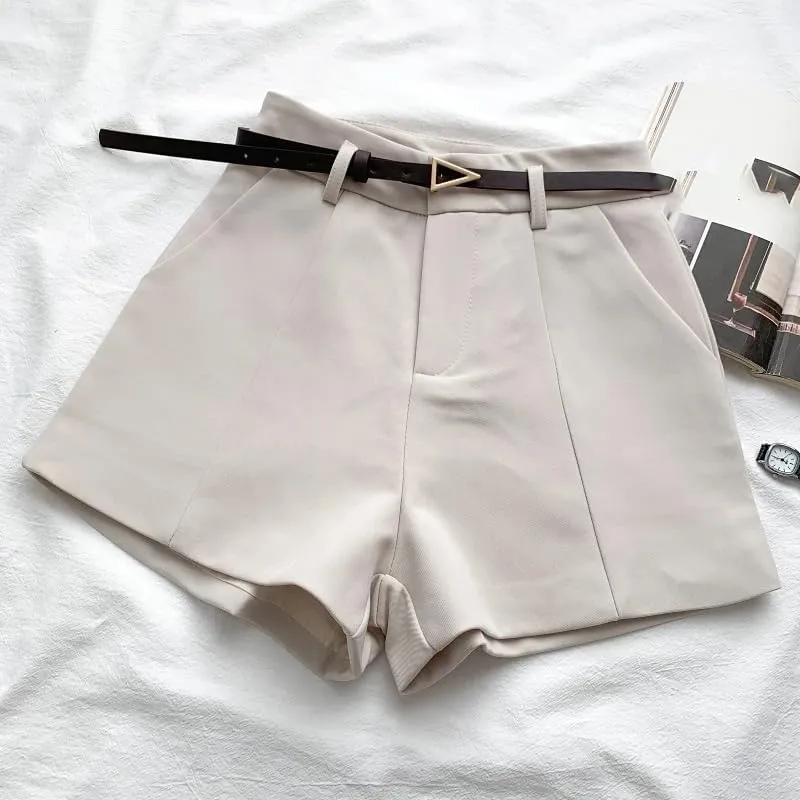 Women Office Lady Shorts Vintage High Waist Short Casual Trousers Summer