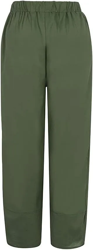 Women Plus Size Cotton Linen Pants Casual Loose Petal Bottom Wide Leg Pant Summer Beach Elastic High Waist Trousers