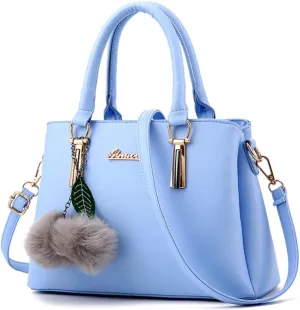 Women Satchel Shoulder Top-handle Bag with Plush Ornaments Tote Purse Handbag