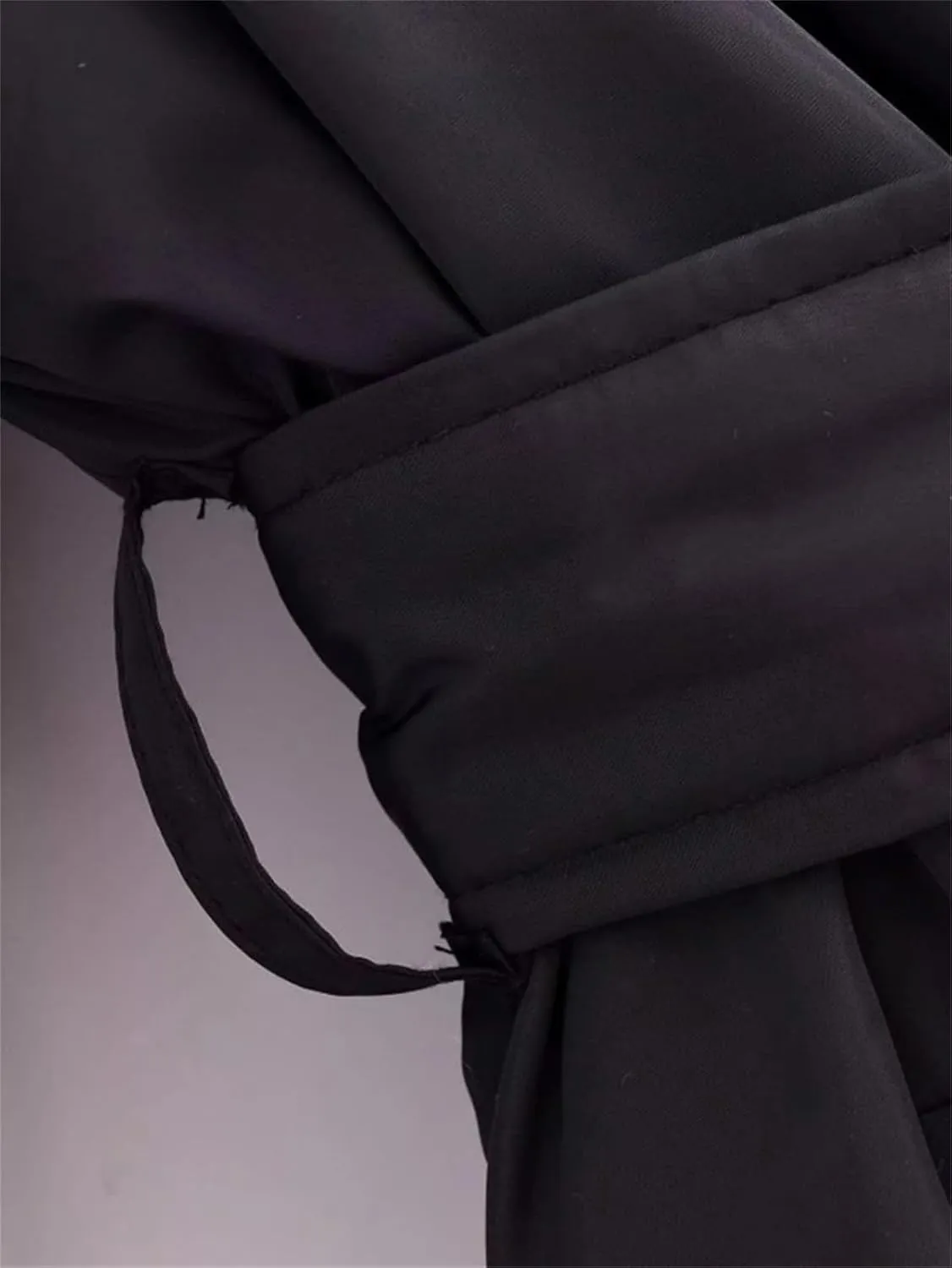 Women Short Winter Warm Down Cotton Hooded Jacket Casual Loose Outwear A Belt Cotton-Padded Coat