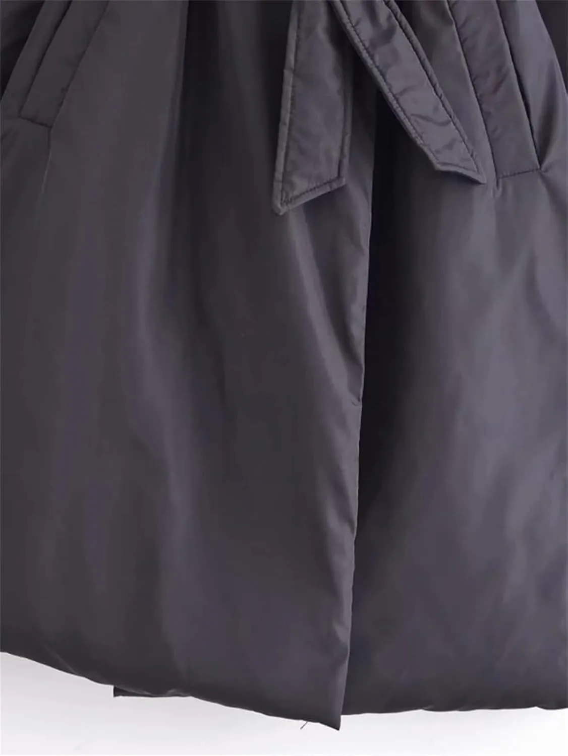 Women Short Winter Warm Down Cotton Hooded Jacket Casual Loose Outwear A Belt Cotton-Padded Coat