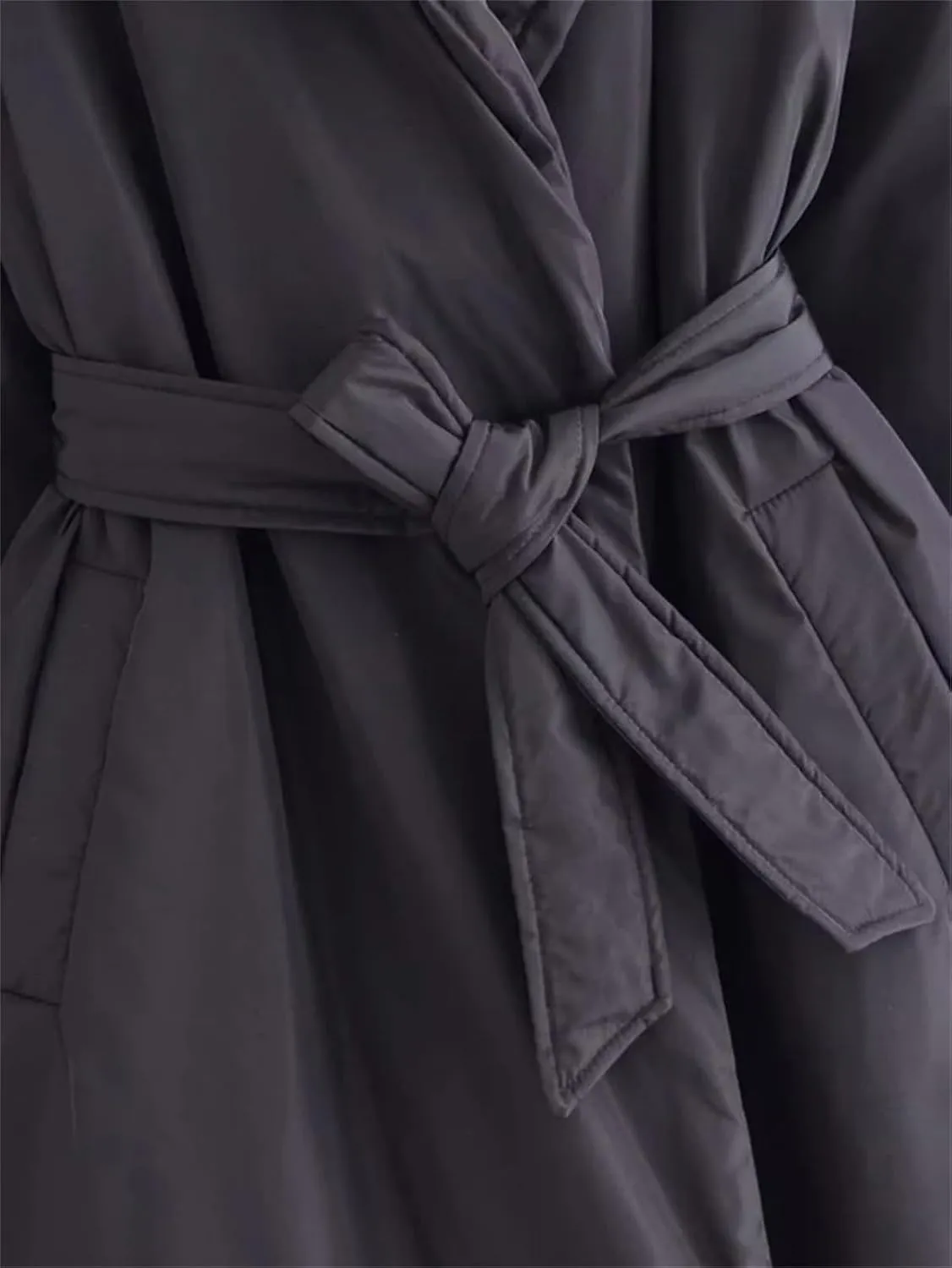 Women Short Winter Warm Down Cotton Hooded Jacket Casual Loose Outwear A Belt Cotton-Padded Coat