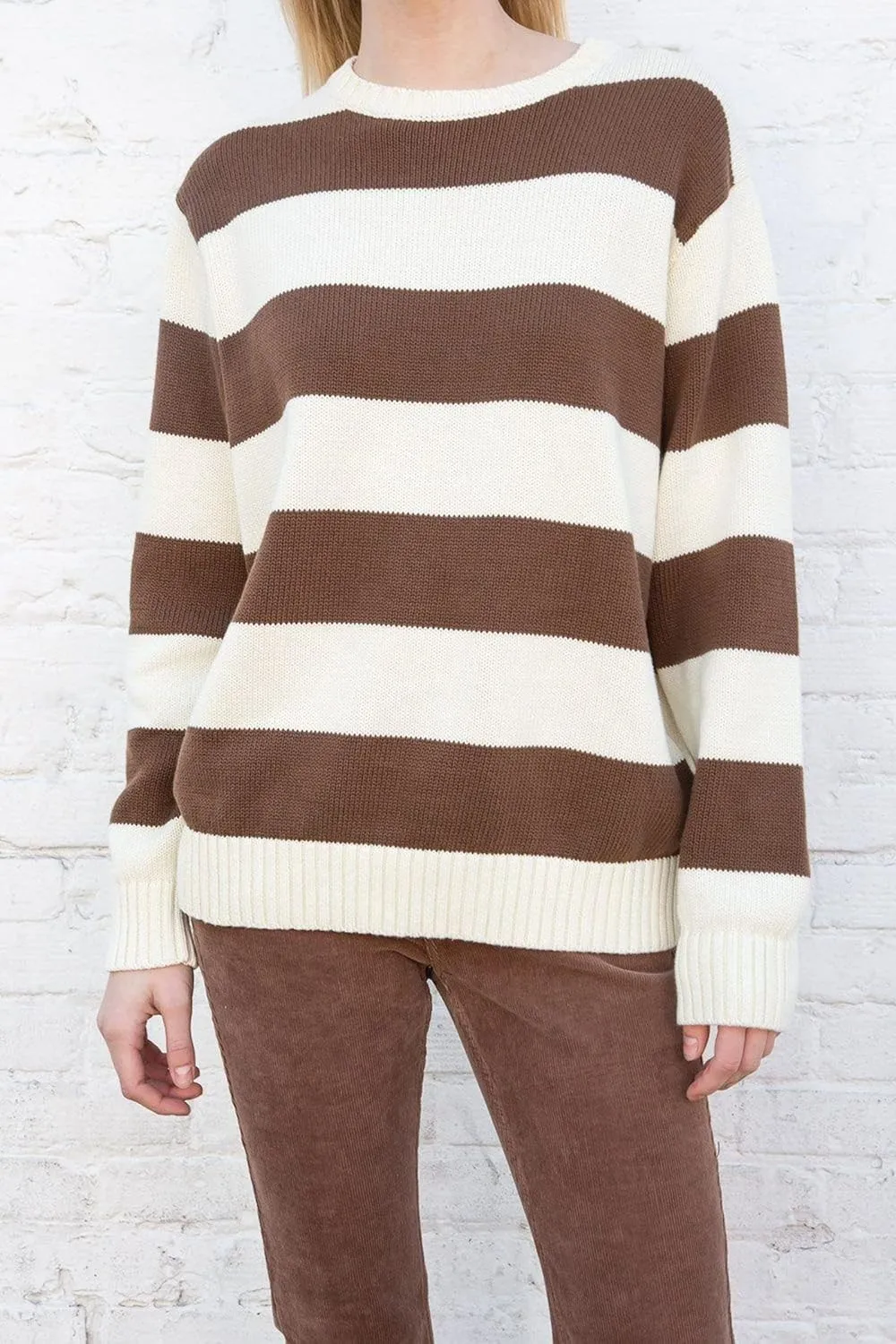 Women Y2K Striped Sweater Knit Oversized Long Sleeve Pullover Sweaters 90S Harajuku Preppy E-Girl Streetwear