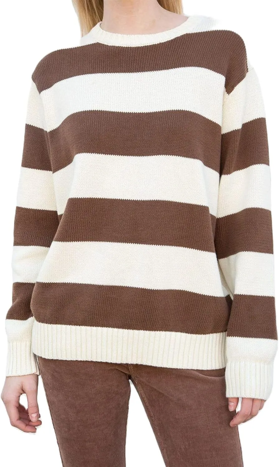 Women Y2K Striped Sweater Knit Oversized Long Sleeve Pullover Sweaters 90S Harajuku Preppy E-Girl Streetwear