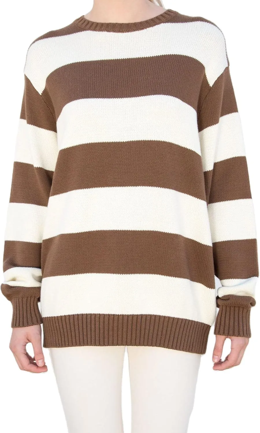 Women Y2K Striped Sweater Knit Oversized Long Sleeve Pullover Sweaters 90S Harajuku Preppy E-Girl Streetwear