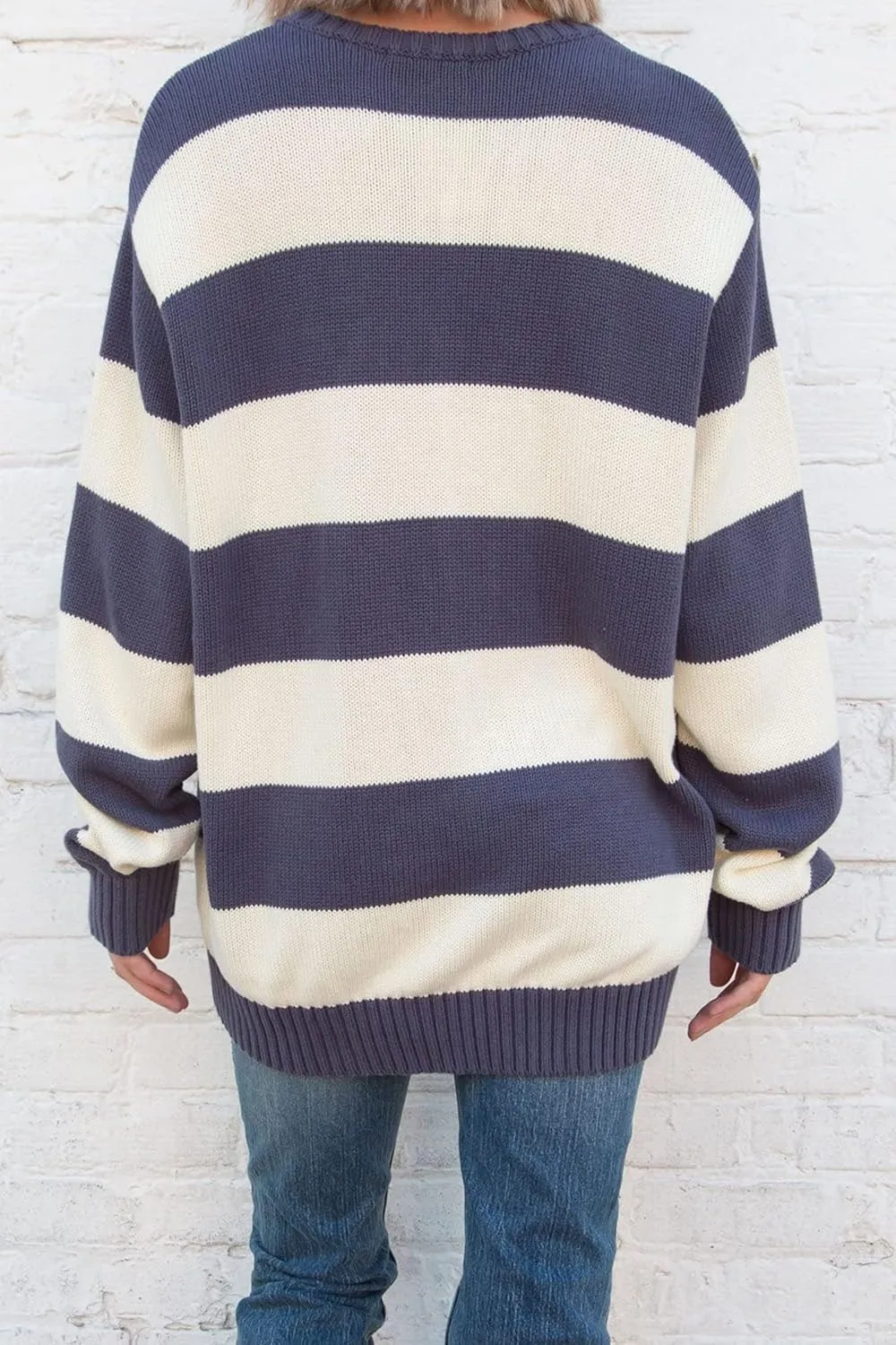 Women Y2K Striped Sweater Knit Oversized Long Sleeve Pullover Sweaters 90S Harajuku Preppy E-Girl Streetwear