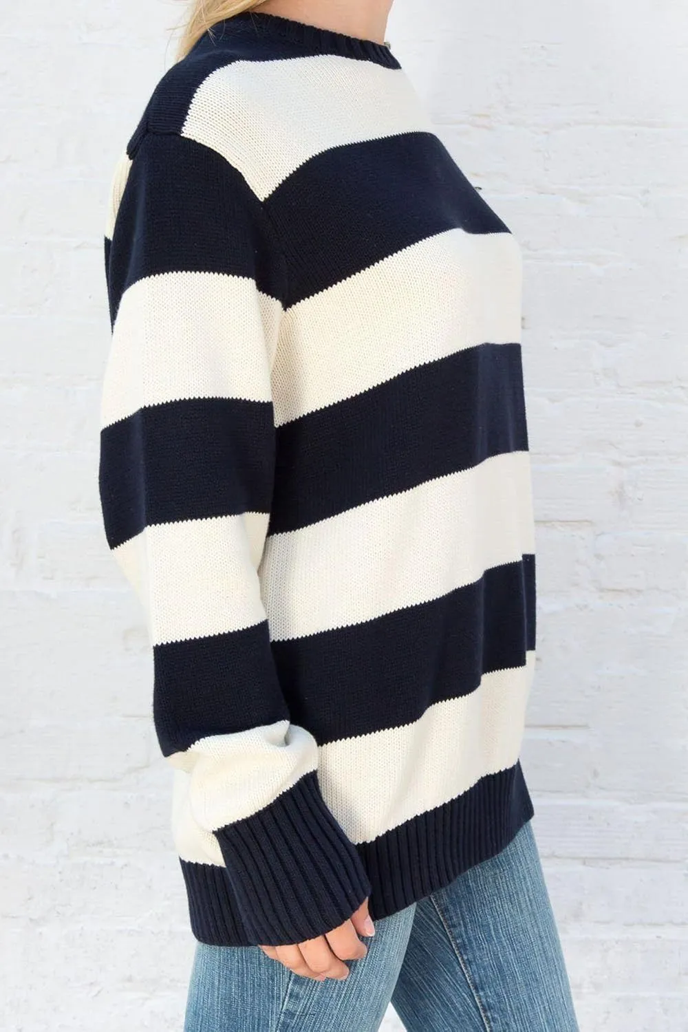 Women Y2K Striped Sweater Knit Oversized Long Sleeve Pullover Sweaters 90S Harajuku Preppy E-Girl Streetwear