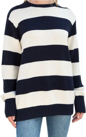 Women Y2K Striped Sweater Knit Oversized Long Sleeve Pullover Sweaters 90S Harajuku Preppy E-Girl Streetwear