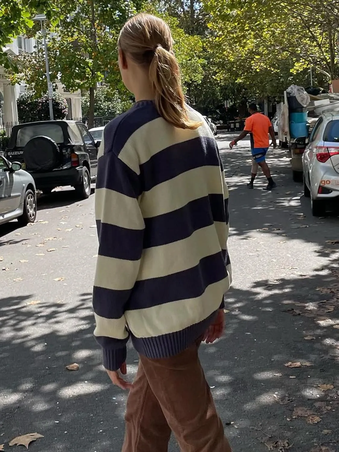 Women Y2K Striped Sweater Knit Oversized Long Sleeve Pullover Sweaters 90S Harajuku Preppy E-Girl Streetwear