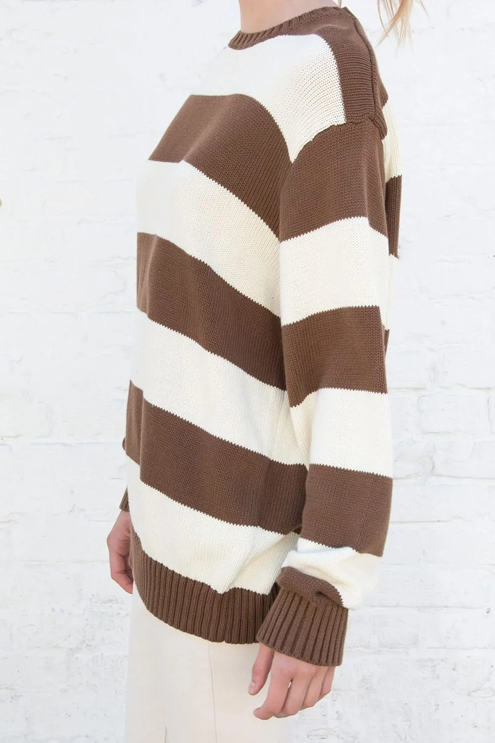Women Y2K Striped Sweater Knit Oversized Long Sleeve Pullover Sweaters 90S Harajuku Preppy E-Girl Streetwear