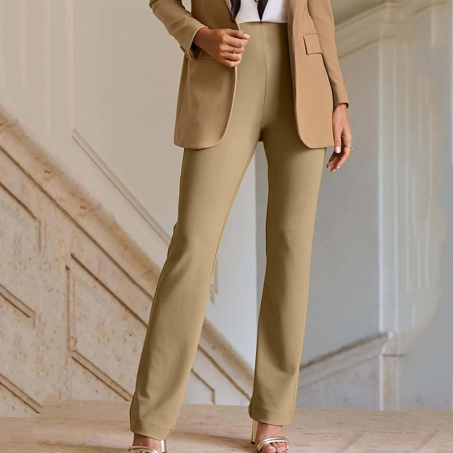 Womens Bootcut Dress Pants Business Casual Pants with Pockets Dressy Pants Soft Stretchy Trousers Office Work Slacks