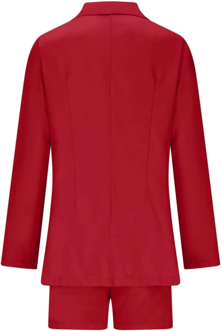Women's Business Suits with Belt Long Sleeve Blazer Jacket and High Waisted Shorts 2 Pieces Outfits Shorts Set
