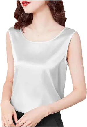 Women's Camisoles Satin Sleeveless Top Scoop Neck Camisole Casual Cami Shirt