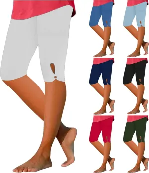 Womens Capris for Summer Tummy Control Cropped High Waist Yoga Bottoms Stretchy Leggings Workout Compression Pants