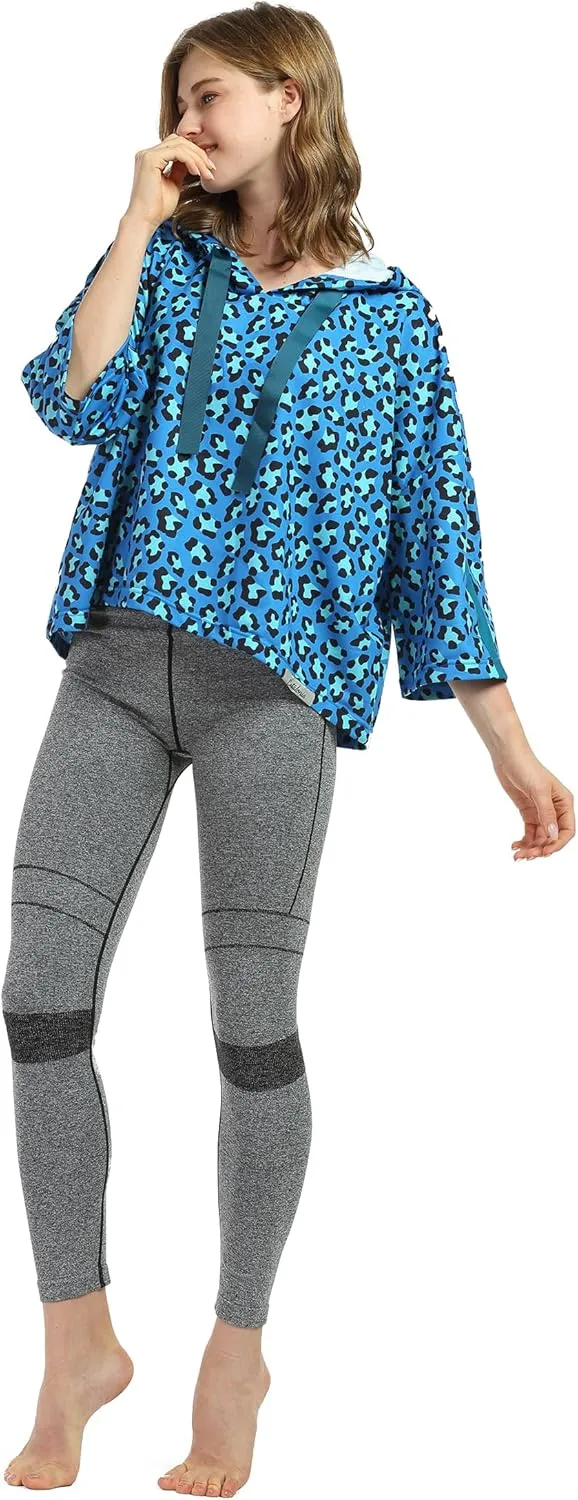 Womens Casual Cropped Hoodie, 3/4 Sleeve Loose Pullover Sweatshirt Crop Top