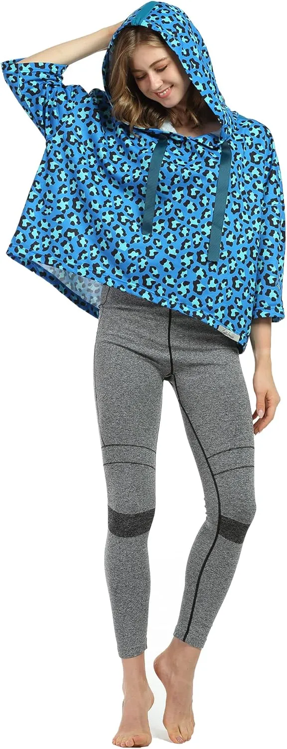 Womens Casual Cropped Hoodie, 3/4 Sleeve Loose Pullover Sweatshirt Crop Top