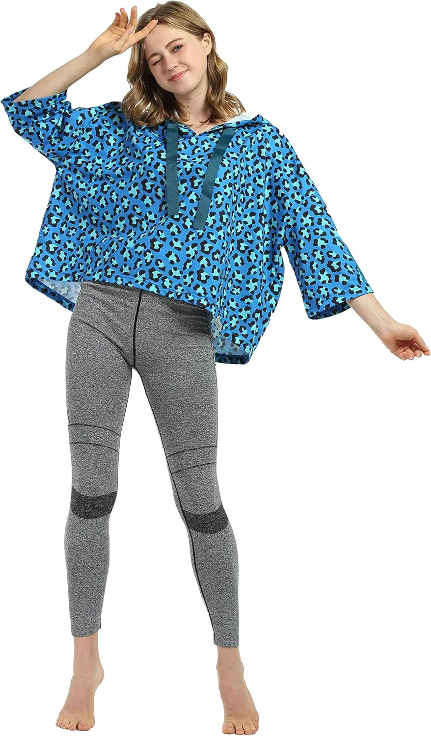 Womens Casual Cropped Hoodie, 3/4 Sleeve Loose Pullover Sweatshirt Crop Top
