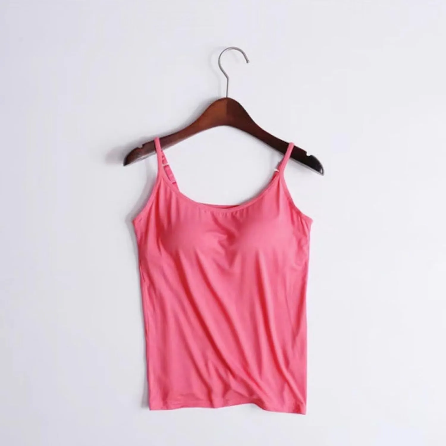 Women's Cotton Camisole Tops Adjustable Spaghetti Strap Casual Cami Vest Summer Soft Built in Bra Cami Shirts
