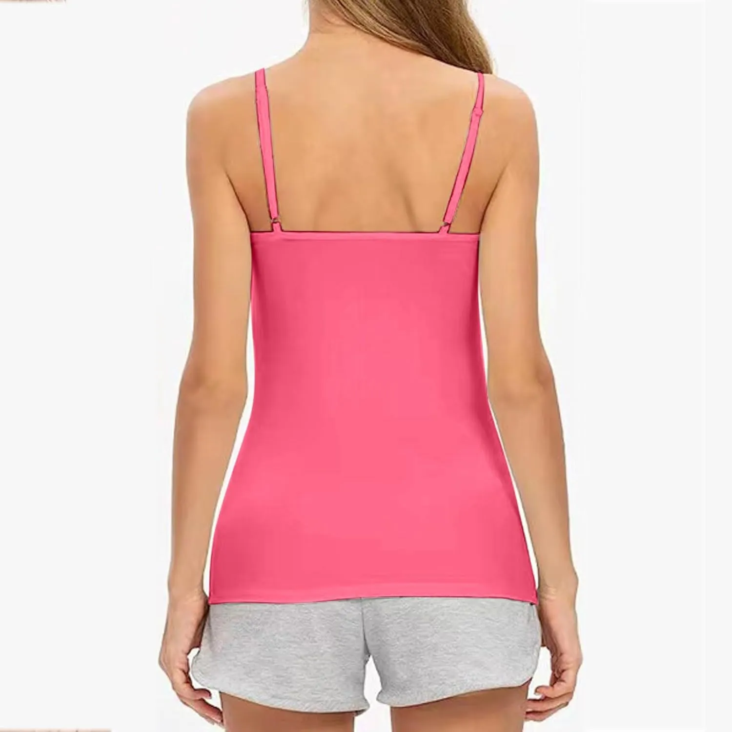 Women's Cotton Camisole Tops Adjustable Spaghetti Strap Casual Cami Vest Summer Soft Built in Bra Cami Shirts