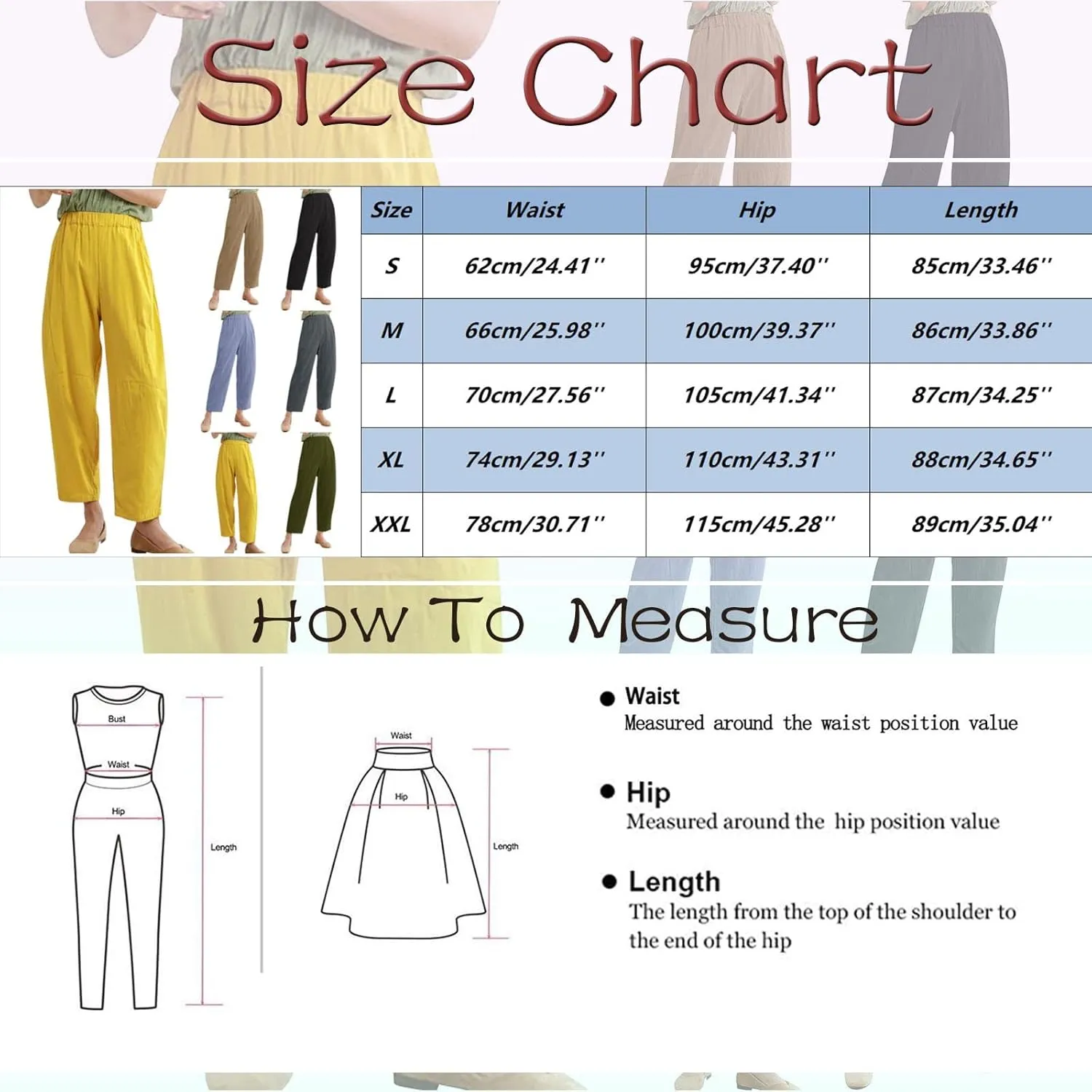 Womens Cotton Linen Harem Pants Solid Color Wide Leg Elastic Waist Casual Loose Cropped Trousers Summer Outdoor Hiking Pants