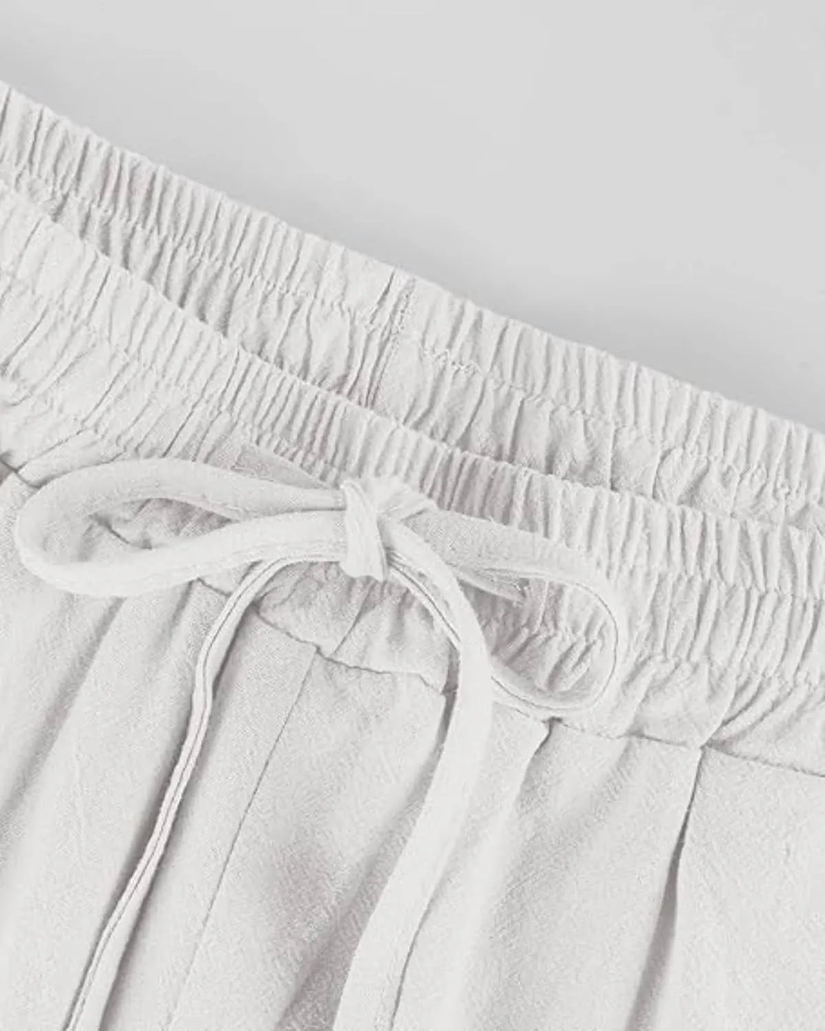Women's Cotton Linen Shorts 2025 Casual Loose Knee Length Beach Pants Summer Drawstring Bermuda Shorts with Pockets