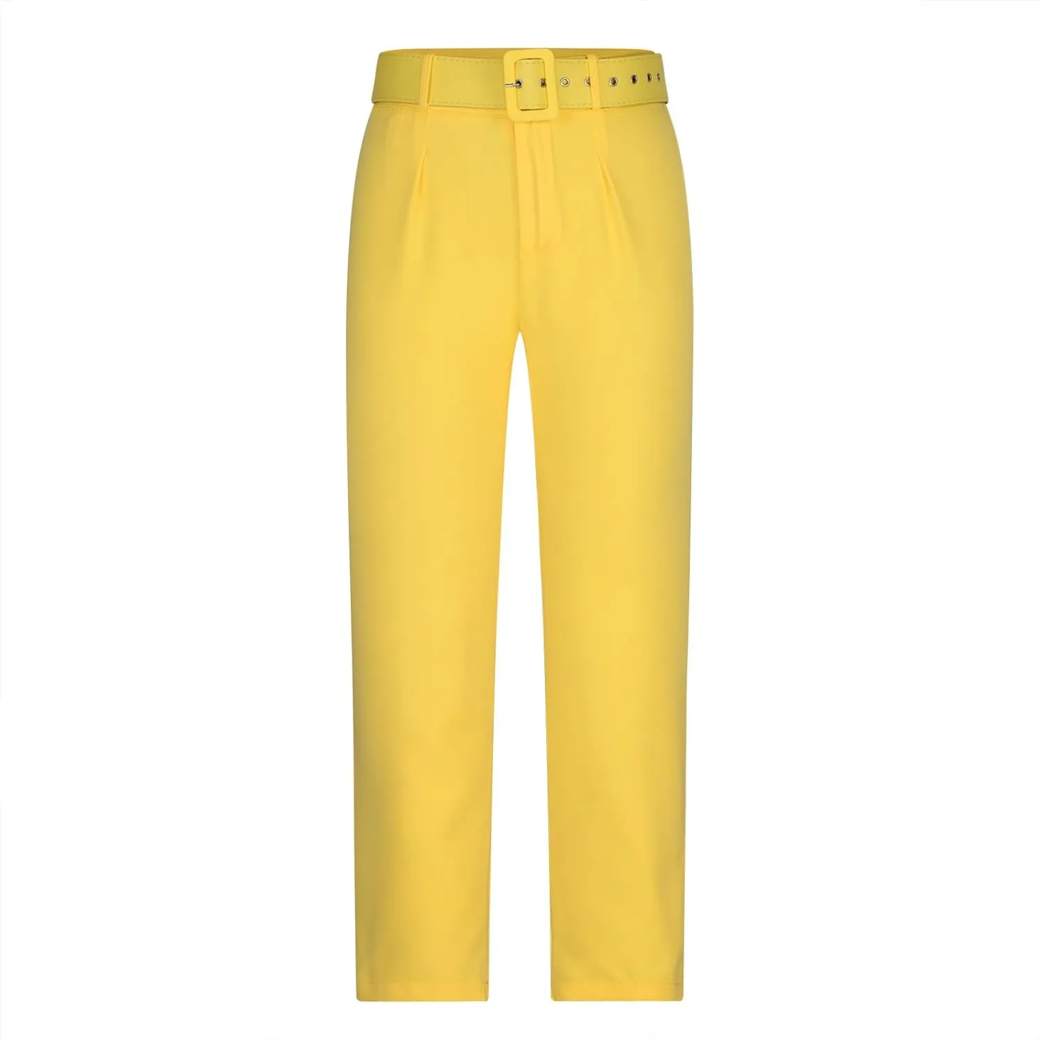 Women's Elegant High Waist Belted Pants Casual Pleated Straight Leg Trousers Office Suit Pants Trousers with Pockets