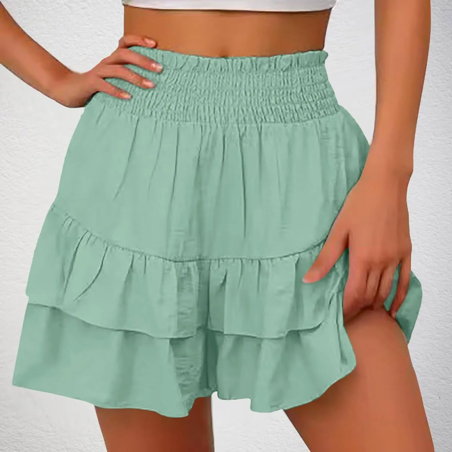 Women's Flowy Skorts Summer Cute Ruffle Layered High Waist Golf Skorts Trendy Tennis Gym Workout Casual Mini Skirts