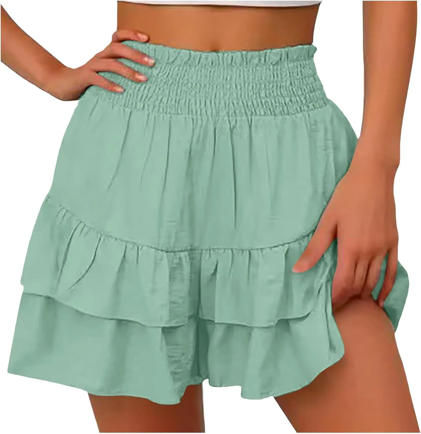 Women's Flowy Skorts Summer Cute Ruffle Layered High Waist Golf Skorts Trendy Tennis Gym Workout Casual Mini Skirts