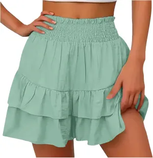 Women's Flowy Skorts Summer Cute Ruffle Layered High Waist Golf Skorts Trendy Tennis Gym Workout Casual Mini Skirts