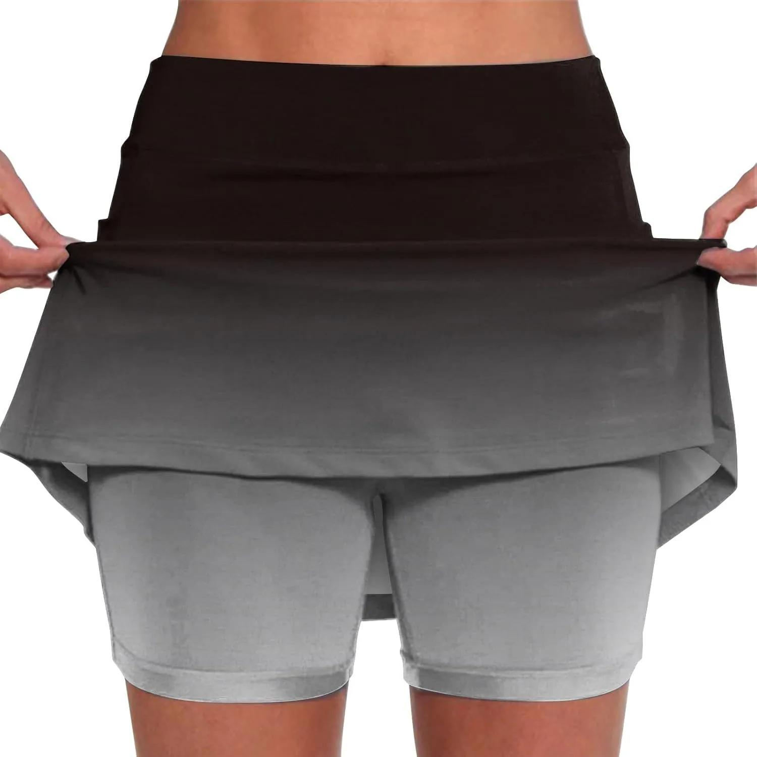 Womens Golf Skorts High Waist Athletic Skirt with Shorts Casual Gradient Yoga Skirts Pants Summer Running Clothes